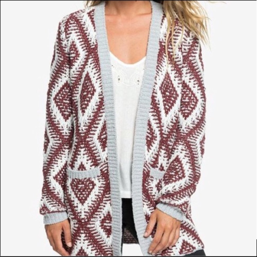 ROXY all over again diamond oversized cardigan sweater xl